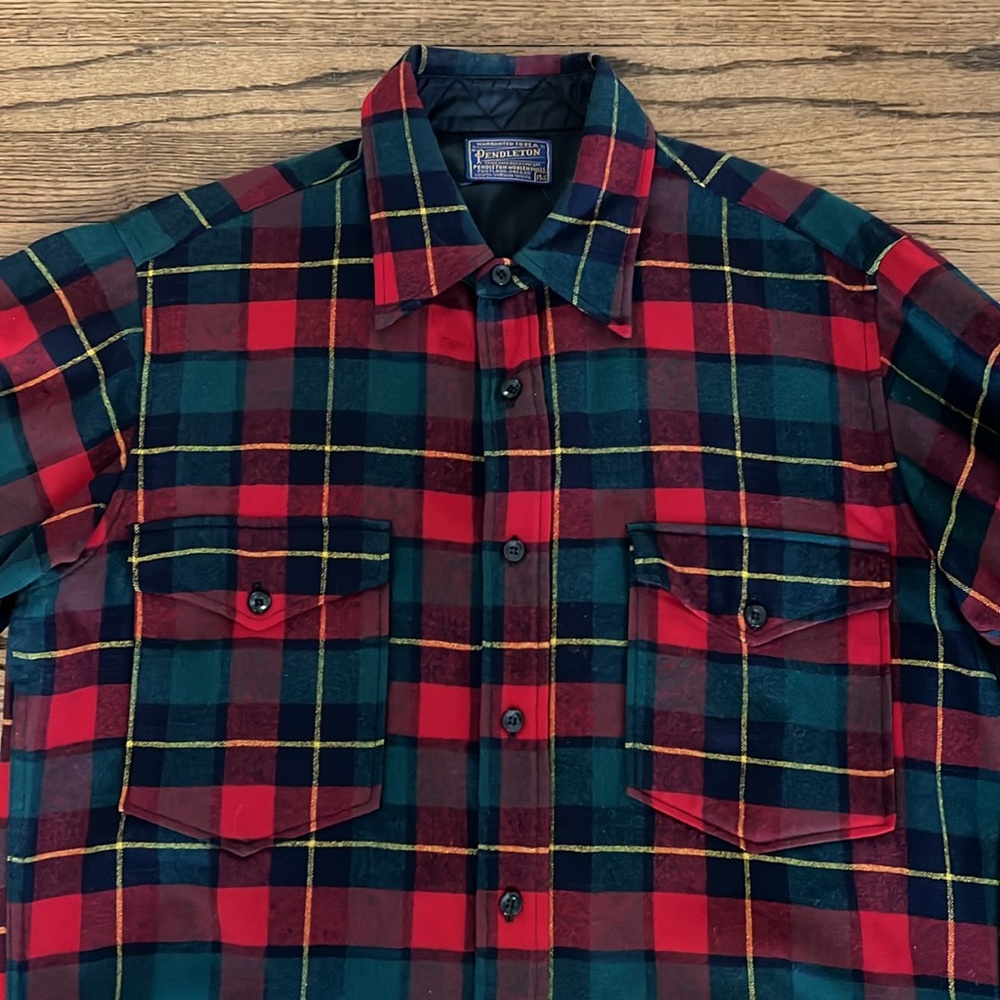 Pendleton Wool Button Down Red And Green Plaid Sm… - image 3